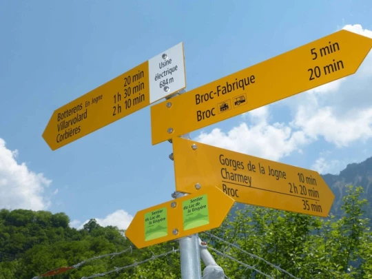 panneau Corbières bord du lac de Gruyères Botterens Broc-Fabrique