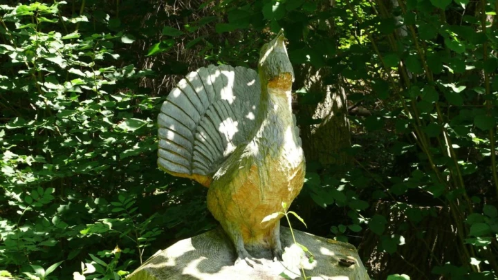 Frutigen chemin des sculptures Uferweg Hängebrücke Hostalde passerelle Reinisch