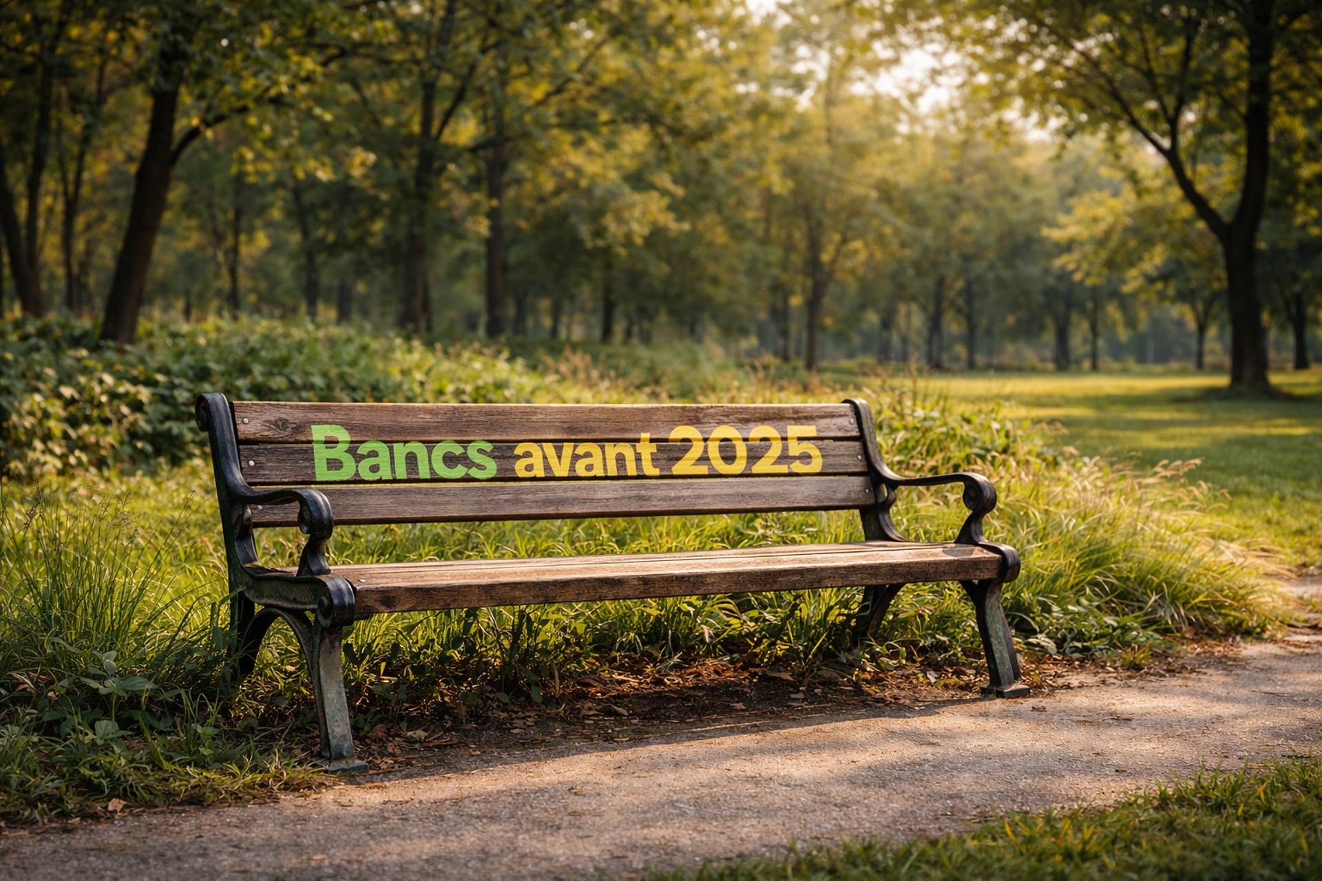 Bancs anciens dans le parc