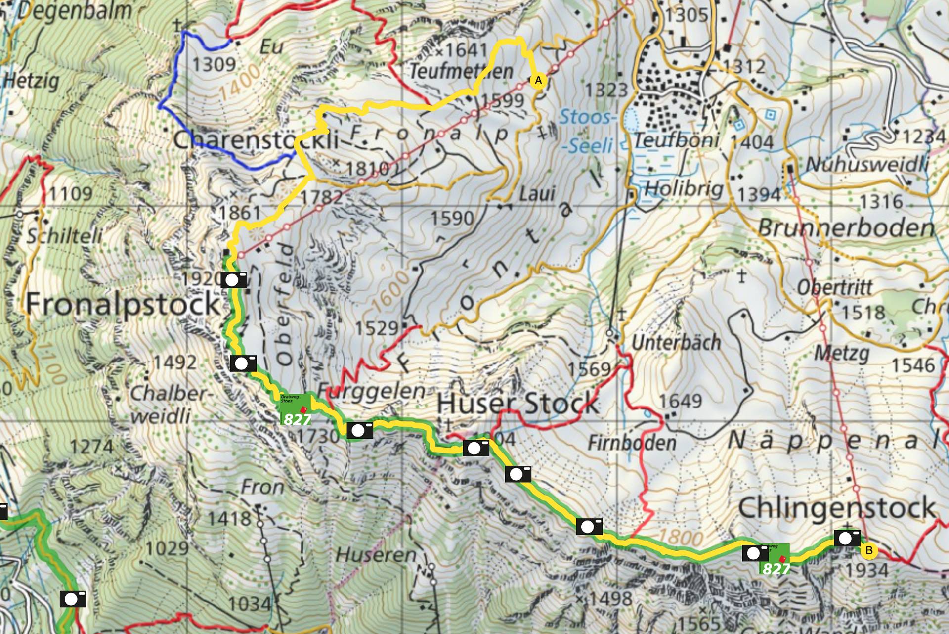 Carte-Chemin-de-crete-Fronalpstock-Klingenstock