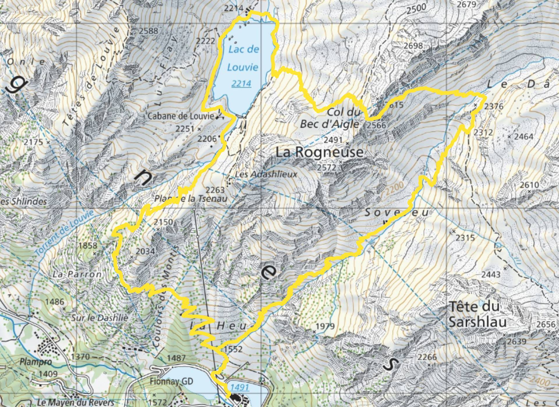 Carte-Lac de Louvie par le col du Bec d'Aigle-101