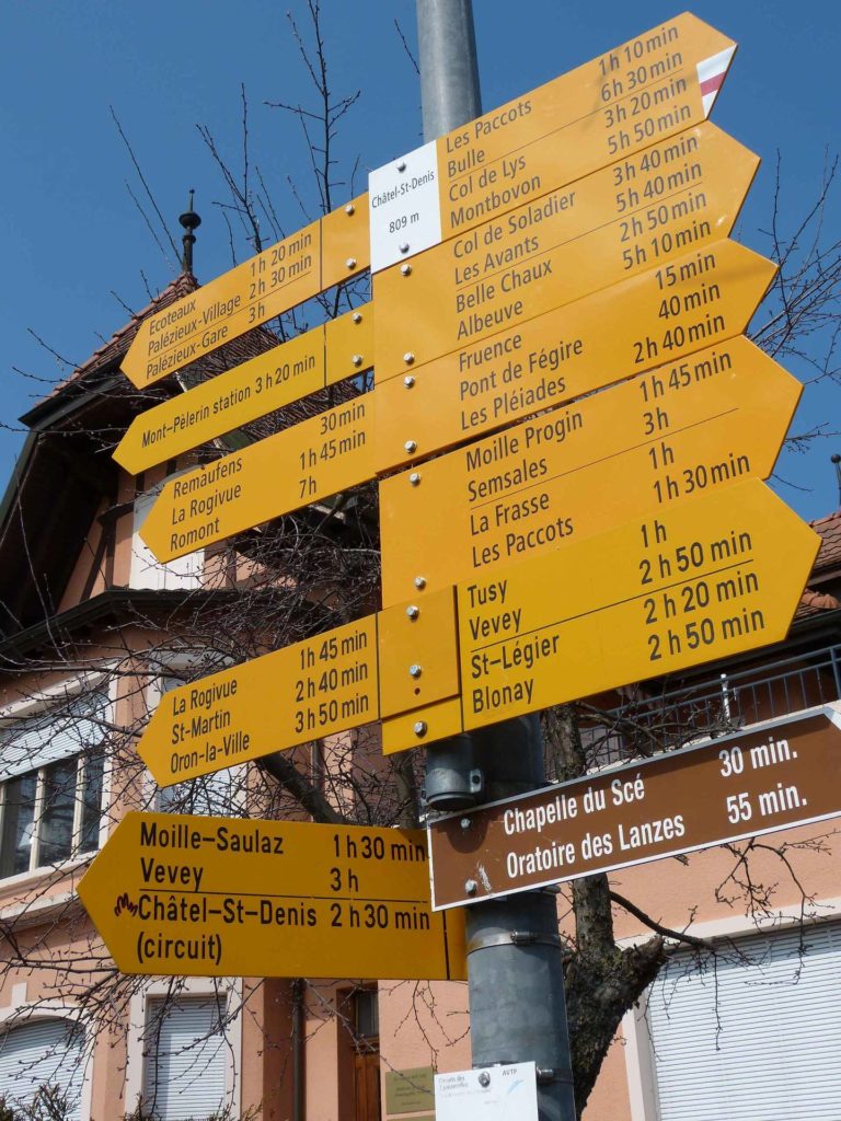 panneau Châtel St-Denis Les Chaux Moille-Saulaz Grenive Nant Vevey